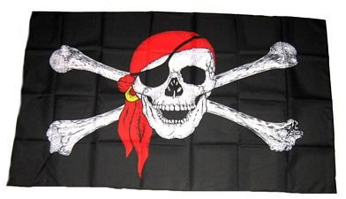 Fahne/Stockflagge Pirat rotes Kopftuch 30 x 45 cm Flagge