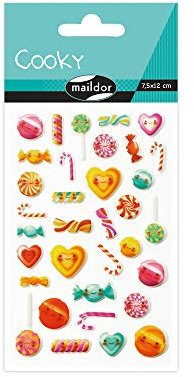 Maildor 560429C Set mit 8 Bögen Stickers Cooky 3D (7,5 x 12 cm, ideal für Bastelprojekte und Dekoration) bunt
