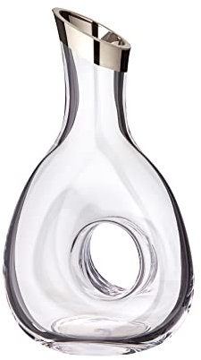 EDZARD Weindekanter Karaffe Gordon, mundgeblasenes Kristallglas mit Platinrand, Weinkaraffe für Rotwein, Höhe 30 cm, Fassungsvermögen 1,2 Liter