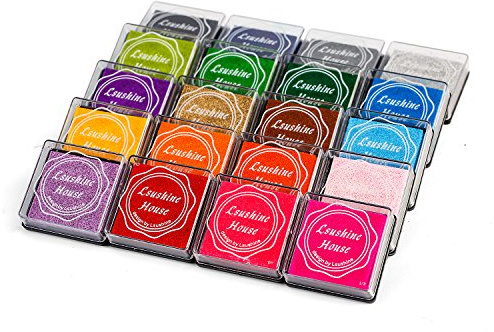 Lsushine Craft Ink Pads, 20 Colors Rainbow Finger Ink Pads for DIY Stamping