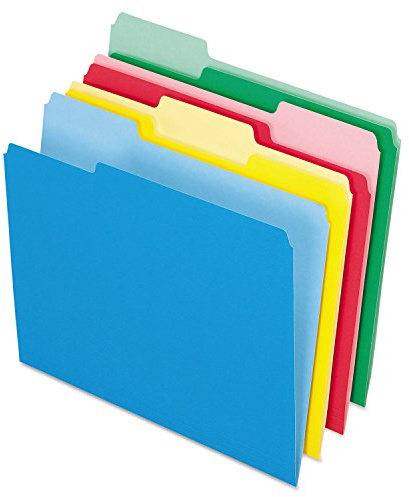 Pendaflex Colored File Folders, 24 Pack, Letter Size (8.5 x 11), 3 Tabs, Durable Paper, Assorted Colors: Blue, Green, Red & Yellow, Color-Coding for School, Office & Home Document Organization