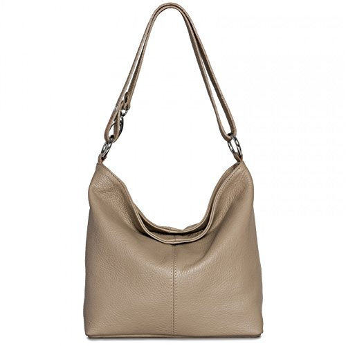 Caspar Damen Ledertasche/Handtasche/Umhänge Tasche/Schultertasche/aus echt Leder MADE IN ITALY - TL645, Farbe:khaki