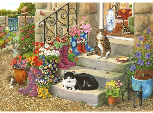 The House of Puzzles - Puss 'N' Boots Jigsaw - Big 500 Piece Jigsaws For Adults, Extra Large Pieces, Artist Illustrated, Scenic Landscape, Deluxe Puzzle Gifts