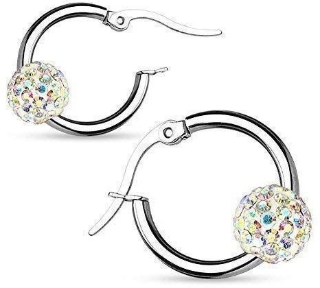 Tapsi´s Coolbodyart® Ohr Ring Stecker Edelstahl Silber Ferido Kristall Aurora Borealis