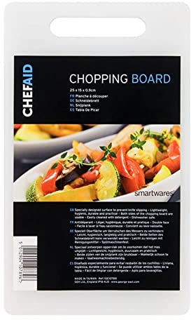 Chef Aid Poly Chopping Board, White, 15.5 x 25.5 x 0.9 cm