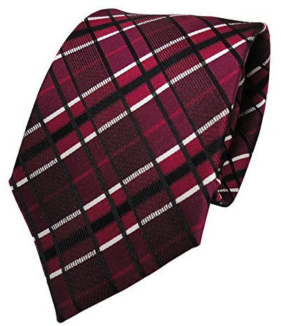 TigerTie cravate en soie rouge bordeaux bordeaux noir blanc à carreaux cravate en soie