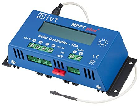 IVT MPPTplus Solar Laderegler 10A 12/24V MPPT-Ladeverfahren für Blei-Akku LiFePO4-Akku hocheffizient, individuell konfigurierbar, batterieschonend