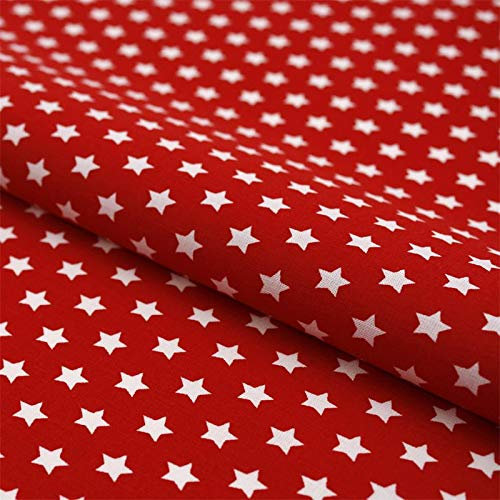 Stoff Meterware Sterne Stars 8 mm - 1 Meter, Deko, Kinder, Winter, Weihnachten, Baumwollstoff, Kinderstoff, Sternestoff, Basteln, Nähen (Rot)