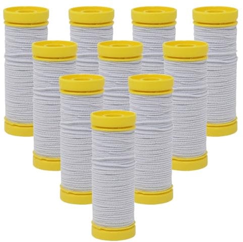 BIG-SAM 10m elastischer Gumminähfaden - Hutgummi - schwarz oder weiß - Sparen durch Mengenkauf (10, Weiß)