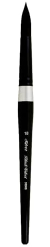 Silver Brush Limited Black Velvet Round Watercolour Paintbrush, Size 18 | Gouache, Inks, Dyes, Short Handle, Pointed Bristle, Soft Synthetic and Squirrel Mix, Superb Paint Absorbency, Smooth Strokes
