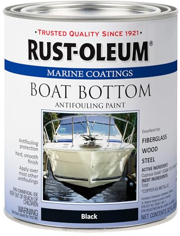 Rust-Oleum 396967​ Marine Flat Boat Bottom Antifouling Paint, Quart, Black