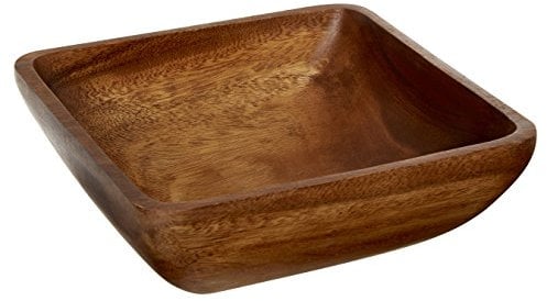 Premier Housewares Large Dark Brown Wooden Fruit Bowl Salad Bowl Serving Bowl Large Bowl Bamboo Fruit Bowl Salad Bowl & Servers 8 cm x 26 cm x 26 cm