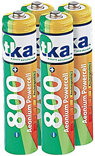 tka Köbele Akkutechnik Akku Telefon: 800 mAh Hybrid-Akku AAA Micro Aeonium-Powercell 4er-Set (Batterien für Telefon, Akkus, wiederaufladbare)