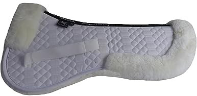 Engel Reitsport | SAKIS2-S-WEI-WEI | Sattelkissen mit echtem Merino Lammfell | mit Fellrand vorne und hinten | Steppstoff Weiss Fell Weiss Grösse S