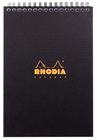 Rhodia 16920C Notepad (mit Spiralbindung, DIN A5, 14,8 x 21 cm, kariert, 90 g, ideal für Ihre Notizen, 80 Blatt) 1 Stück schwarz