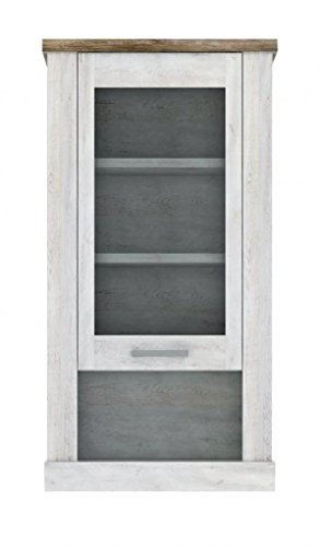 Hängevitrine Duro 1 Glastür Hängeschrank, Pinie weiß antik von Forte