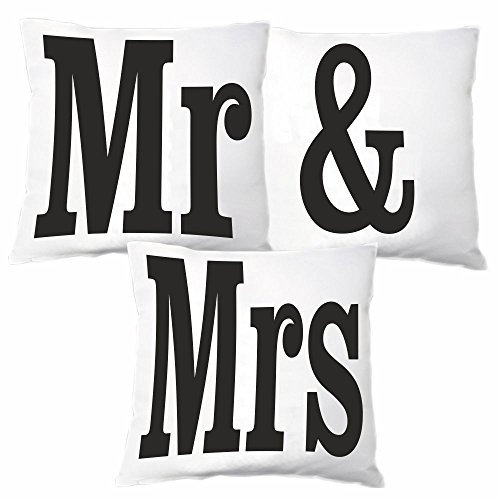 4you Design Mr & Mrs 3er Kissen Set Zierkissen Dekokissen Geschenkidee Liebe Freundin Freund Hochzeit Mann Frau Set