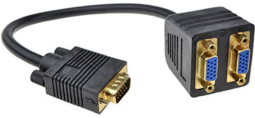 HQ Männlich VGA Zum 2 x Weiblich VGA Kabelverteiler Y-Adapter Vergoldeten Verbindungen 20 cm