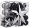 WeRChristmas 42-Piece Shatterproof Baubles Decoration Pack with Tree Topper & Garland - Silver / Black, Multi-colour