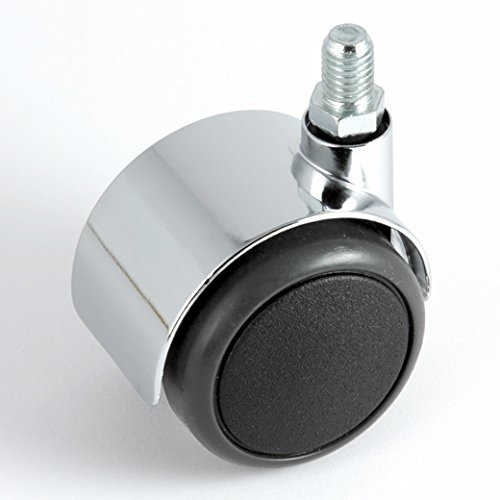 Stuhlrollen Chrom 50 mm Gewinde 10 ohne Bremse mit PU-Bereifung grau spurlos für harte Böden Hartbodenrolle