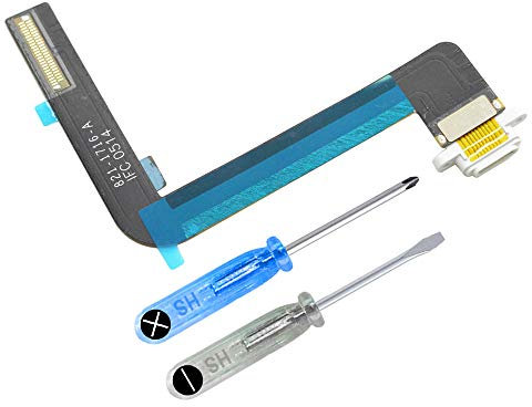 MMOBIEL Conector de Carga Compatible con iPad Air 1 (2013) / iPad 5 (2017) - Puerto de Carga - Dock Connector Cable Flex - Audio Jack/Micrófono/Antena Repuesto - Incl Destornilladores - Blanco