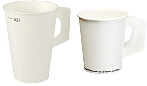 80 Trinkbecher mit Henkel, Pappe 0,2 l Ø 7 cm · 9,7 cm Weiss - 14768