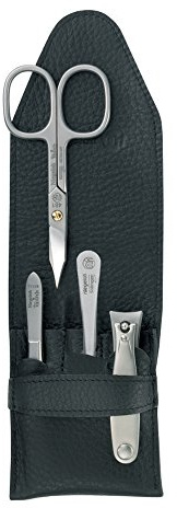 Niegeloh - Capri - 4-tlg. Maniküre-Set - schwarzes Etui aus Leder