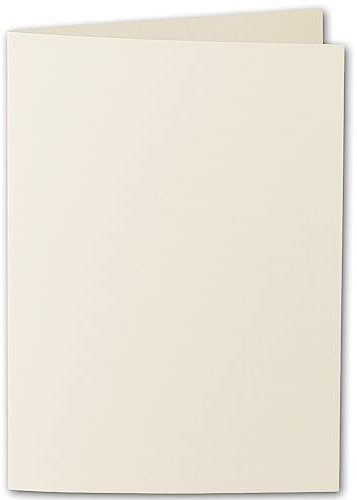 ARTOZ 50x DIN A5 Faltkarten - Chamois (Creme) gerippt 148 x 210 mm Klappkarten hochdoppelt - Blanko Doppelkarte mit 220 g/m² edle Egoutteur-Rippung
