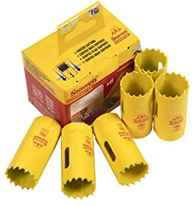 Starrett Lot de 6 scies cloches HSS bimétalliques FCH0100-6 à coupe rapide en cobalt - Pour tôle d'acier douce, bois, plastique, différents matériaux - 25 mm