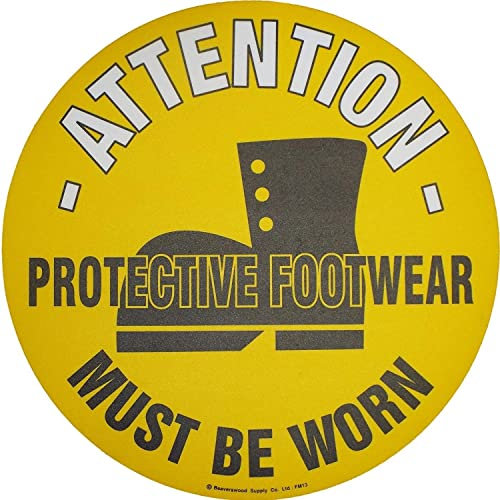 Floor Graphic Markers, Floor Stickers, Floor Adhesive Sign, Warning Stickers, Safety Signs - 430mm dia. - Protective Footwear.