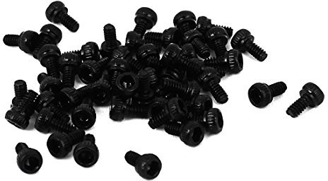 Sourcingmap M1.6 x 3mm Hex Bolt Socket Head Cap Machine Screws Fasteners Black 50 Pcs