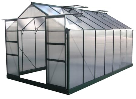 Habitat et Jardin Serre Polycarbonate Dahlia, 13.29m², Vert Sapin