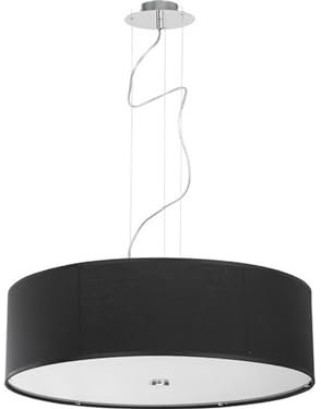 Licht-Erlebnisse XXL Pendelleuchte schwarz 3x E27 230V Stoff Glas Ø63,5cm Hängelampe Glas Esstischleuchte Pendellampe höhenverstellbar Wohnzimmer Beleuchtung Hängeleuchte Stoffschirm