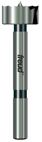 Freud Precision Shear Serrated Edge Forstner Drill with Steep Angled Cutting Edges for Bottom, Pocket and Overlapping Holes - 1 Diameter, 3/8 Shank, 3-1/2 Length - PB-007
