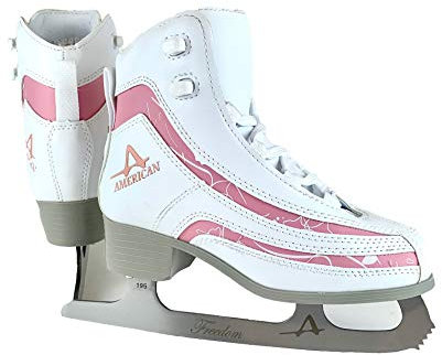 American Athletic Schuh Girl Softboot Schlittschuh, Mädchen, White with pink Trim