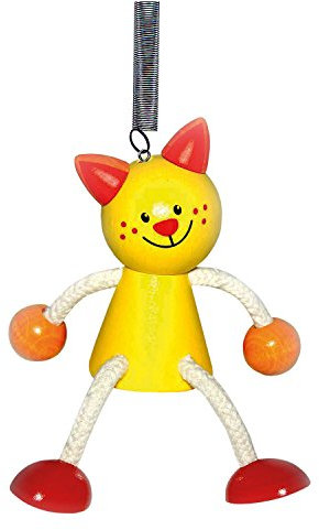 Hess Holzspielzeug 14715 - Schwingfigur aus Holz mit Metallfeder, Katze, für Kinder ab 3 Jahren, handgefertigt, Geschenk zum Geburtstag, Weihnachten oder Ostern
