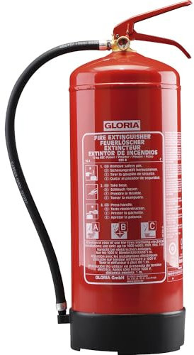Gloria 21512046 PD12GA Pulverfeuerlöscher mit Manometer 12kg Brandklasse: A, B, C Inhalt 1St, Multicolor