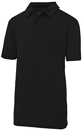Just Cool Kids Unisex Sports Polo Plain Shirt (9-11) (Jet Black)