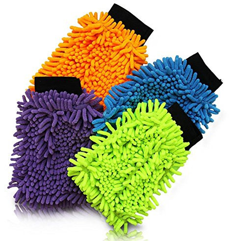 Vani 4X Auto-Waschhandschuh Putzhandschuhe Mikrofaserhandschuhe Mikrofaser