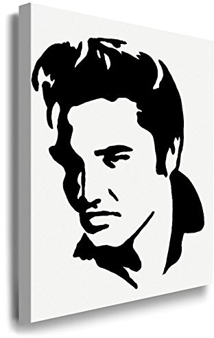 Leinwand Bilder Julia-Art I Bild Elvis Presley Porträt I Schwarz-Weiß SW15 Kunstdruck 61 x 41 cm + XXL Wandbild mit Keilrahmen Fertigbild