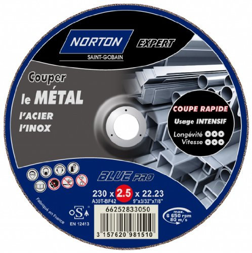 Norton Expert - Disco da taglio a centro depresso per metallo e acciaio 230 x 2,5 x 22,2 mm
