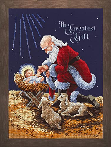 Janlynn Kneeling Santa Counted Cross Stitch Kit, Cotton, Multi-Colour, by The Yard