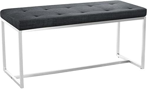 CLP 2er Sitzbank Barci Stoff I Gepolsterte Esszimmerbank Mit Edelstahlgestell Und Polsterung I Sitzhöhe: 47,5 cm, Farbe:dunkelgrau