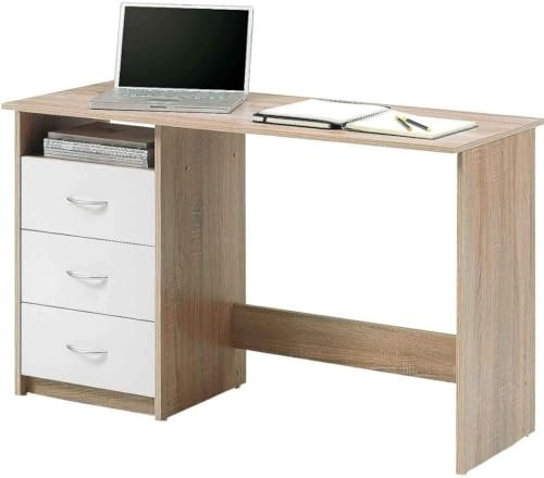 AVANTI TRENDSTORE - Adria - Scrivania con 3 cassetti Bianchi ed 1 vano Aperto, in Legno Laminato, Disponibile in 2 Diversi Colori (Marrone)