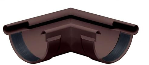 INEFA Rinnenwinkel 90 Grad halbrund Außenwinkel, PVC NW150 / 150mm Dunkelbraun Wulst außen, Verbindungsstück Dachrinnenzubehör, Made in Germany