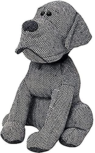 Riva Paoletti Herringbone Dog Doorstop - Grey - Heavyweight Sand Filling - Polyester and Acrylic - 17 x 18 x 30cm (7 x 7 x 12 inches) - Designed in the UK