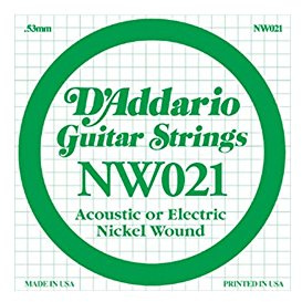 D'Addario NW021 Nickel Wound Electric Guitar Single String, .021
