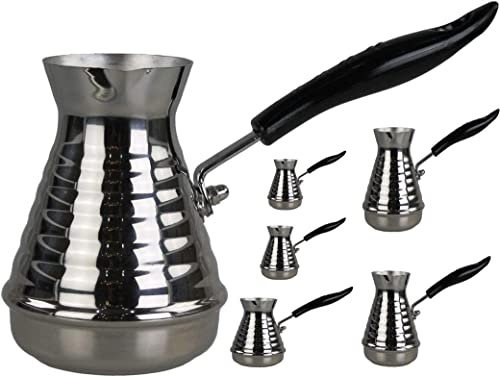 GMMH Türkische Kaffeekocher Mokkakanne (250 ml), Espressokocher Cezve Dzhesva, Kaffee Mokka Briki Kaffeekanne aus 1 mm dickem Edelstahl
