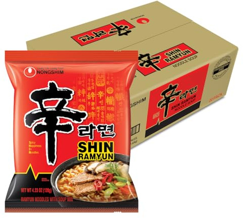 NongShim Shin Ramyun Noodle Soup, Gourmet Spicy (Pack of 20)