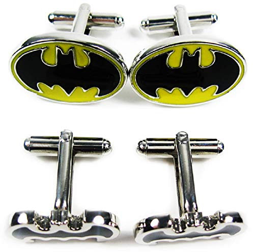 kilofly Manschettenknöpfe, 2 Paar im Set, 2 verschiedene Batman-Designs, in Samt-Geschenkschachtel